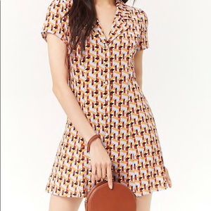Forever 21 geometric collared button shirt dress